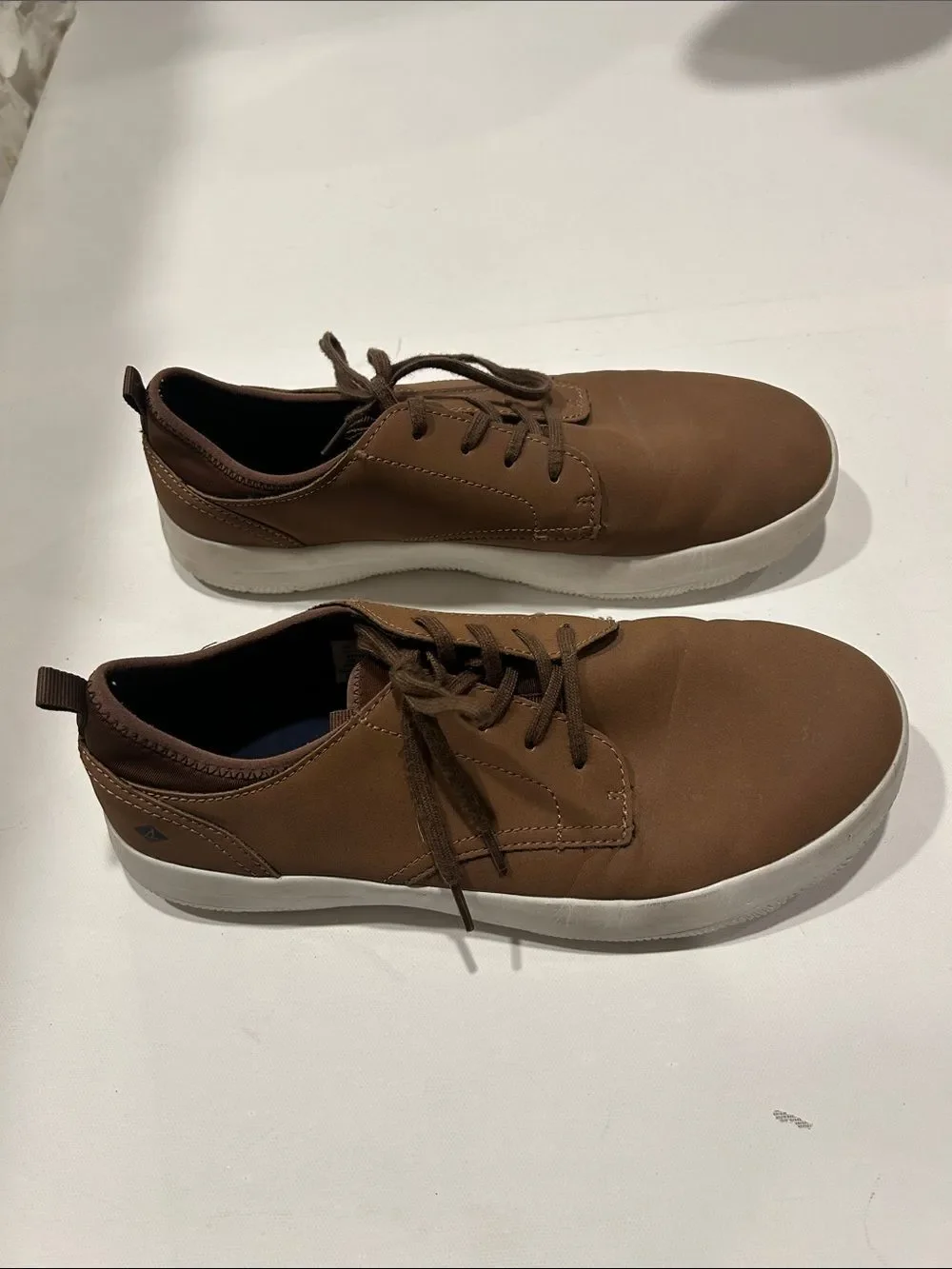 Sperry Brown Oxfords with White Soles